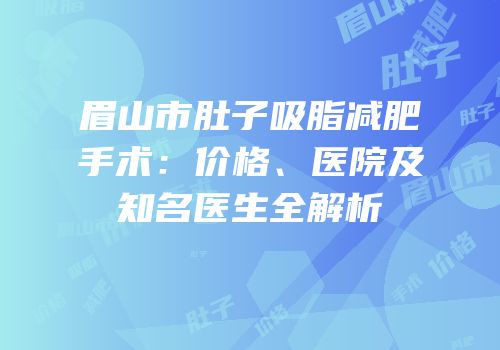 眉山市肚子吸脂减肥手术：价格、医院及知名医生全解析