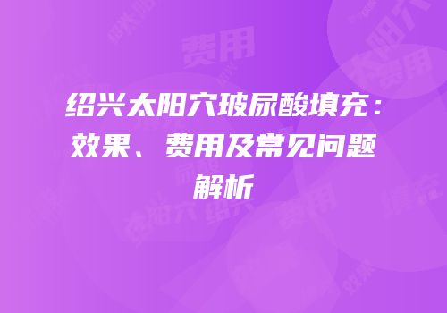 绍兴太阳穴玻尿酸填充：效果、费用及常见问题解析