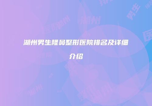湖州男生隆鼻整形医院排名及详细介绍