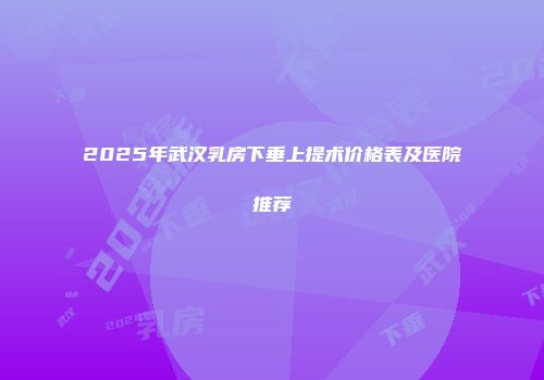 2025年武汉乳房下垂上提术价格表及医院推荐