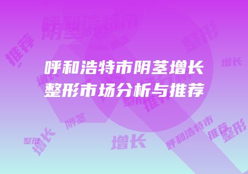 呼和浩特市阴茎增长整形市场分析与推荐