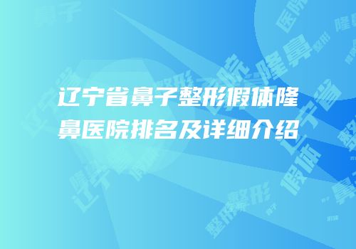 辽宁省鼻子整形假体隆鼻医院排名及详细介绍