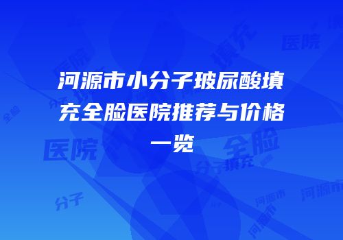 河源市小分子玻尿酸填充全脸医院推荐与价格一览