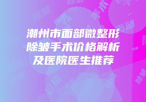潮州市面部微整形除皱手术价格解析及医院医生推荐