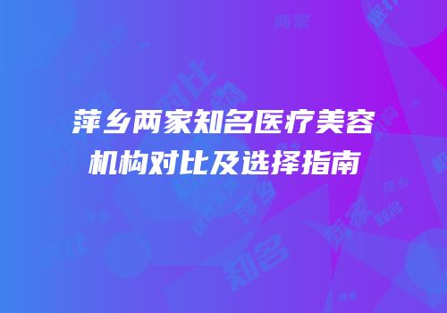 萍乡两家知名医疗美容机构对比及选择指南