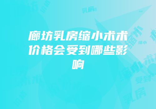 廊坊乳房缩小术术价格会受到哪些影响