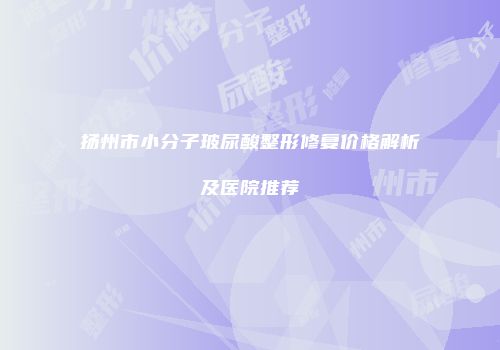 扬州市小分子玻尿酸整形修复价格解析及医院推荐
