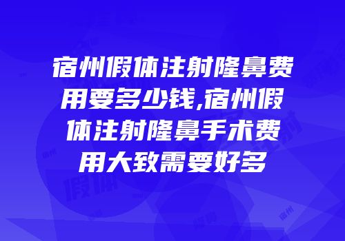 宿州假体注射隆鼻费用要多少钱,宿州假体注射隆鼻手术费用大致需要好多