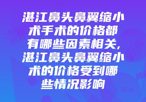 湛江鼻头鼻翼缩小术手术的价格都有哪些因素相关,湛江鼻头鼻翼缩小术的价格受到哪些情况影响
