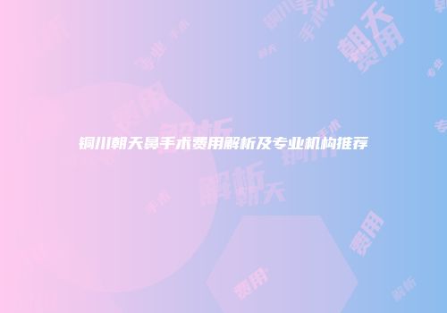铜川朝天鼻手术费用解析及专业机构推荐