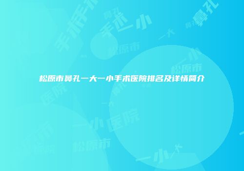 松原市鼻孔一大一小手术医院排名及详情简介