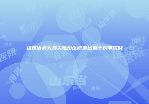 山东省鼻头鼻尖整形医院排名前十榜单揭晓
