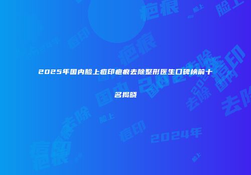 2025年国内脸上痘印疤痕去除整形医生口碑榜前十名揭晓