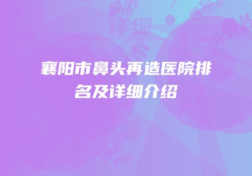 襄阳市鼻头再造医院排名及详细介绍