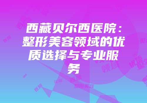 西藏贝尔西医院：整形美容领域的优质选择与专业服务