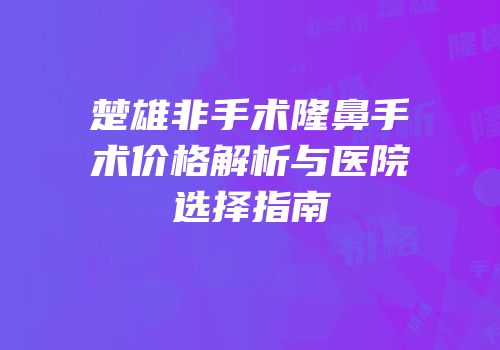楚雄非手术隆鼻手术价格解析与医院选择指南