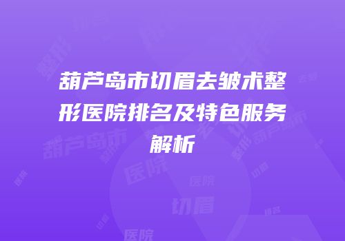 葫芦岛市切眉去皱术整形医院排名及特色服务解析