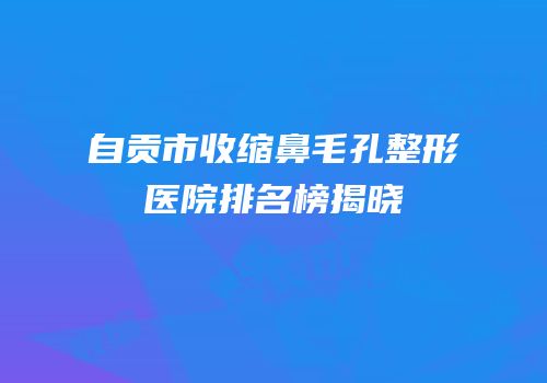 自贡市收缩鼻毛孔整形医院排名榜揭晓