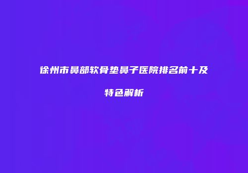 徐州市鼻部软骨垫鼻子医院排名前十及特色解析