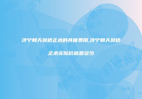 济宁朝天鼻矫正术的具体费用,济宁朝天鼻矫正术实际价格是多少