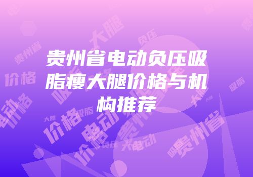 贵州省电动负压吸脂瘦大腿价格与机构推荐