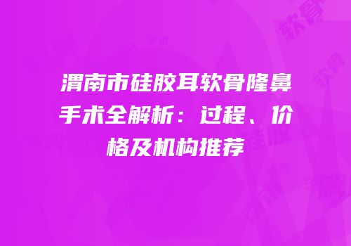 渭南市硅胶耳软骨隆鼻手术全解析：过程、价格及机构推荐