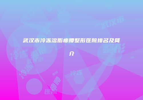 武汉市冷冻溶脂瘦腰整形医院排名及简介