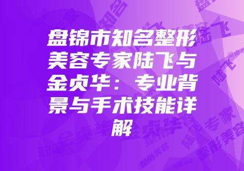 盘锦市知名整形美容专家陆飞与金贞华：专业背景与手术技能详解
