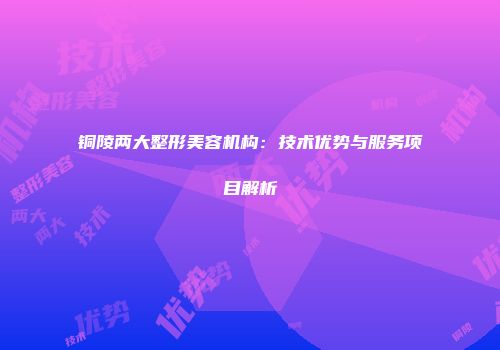 铜陵两大整形美容机构：技术优势与服务项目解析