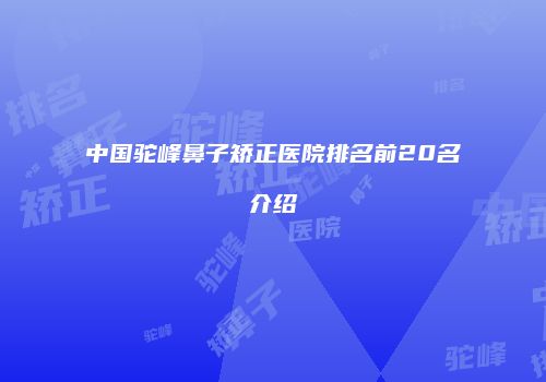 中国驼峰鼻子矫正医院排名前20名介绍