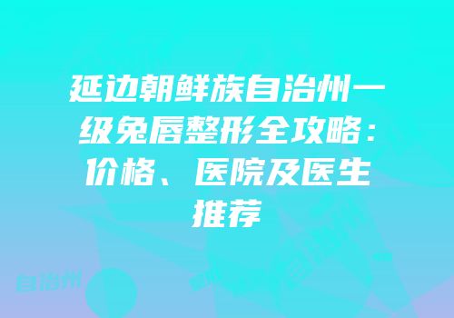 延边朝鲜族自治州一级兔唇整形全攻略：价格、医院及医生推荐