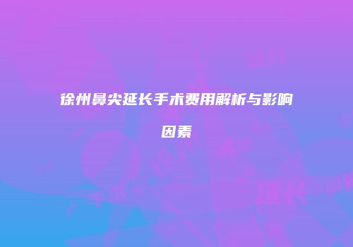 徐州鼻尖延长手术费用解析与影响因素