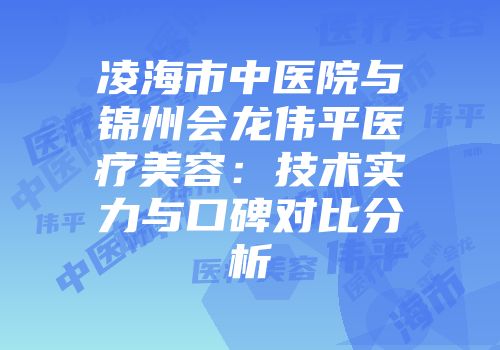 凌海市中医院与锦州会龙伟平医疗美容：技术实力与口碑对比分析