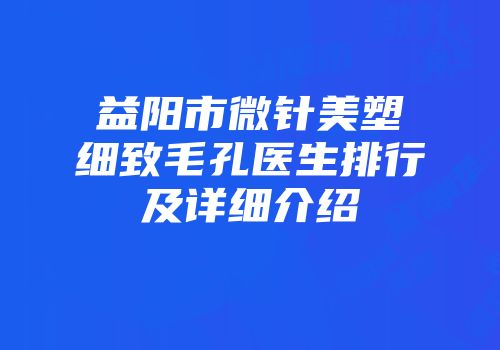益阳市微针美塑细致毛孔医生排行及详细介绍