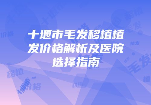 十堰市毛发移植植发价格解析及医院选择指南