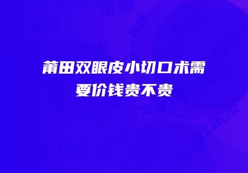 莆田双眼皮小切口术需要价钱贵不贵