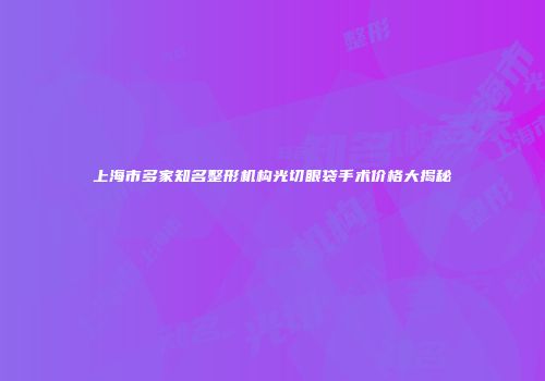 上海市多家知名整形机构光切眼袋手术价格大揭秘