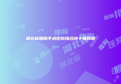 湖北省隆胸手术医院排名榜十强揭晓