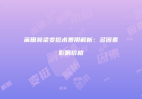 莆田鼻梁变挺术费用解析：多因素影响价格