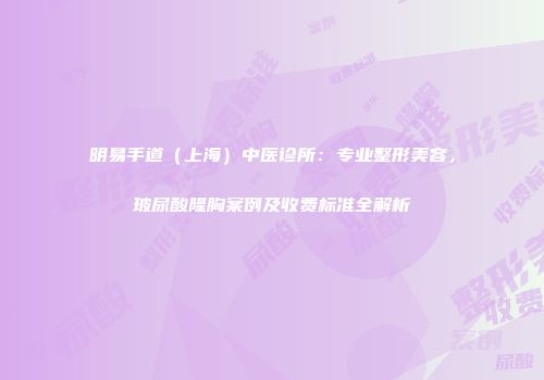 明易手道（上海）中医诊所：专业整形美容，玻尿酸隆胸案例及收费标准全解析