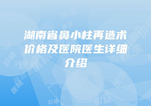 湖南省鼻小柱再造术价格及医院医生详细介绍
