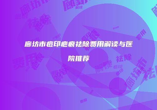 廊坊市痘印疤痕祛除费用解读与医院推荐