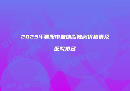 2025年襄阳市自体脂隆胸价格表及医院排名