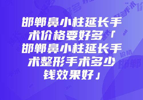 邯郸鼻小柱延长手术价格要好多「邯郸鼻小柱延长手术整形手术多少钱效果好」