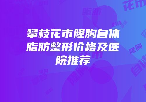 攀枝花市隆胸自体脂肪整形价格及医院推荐