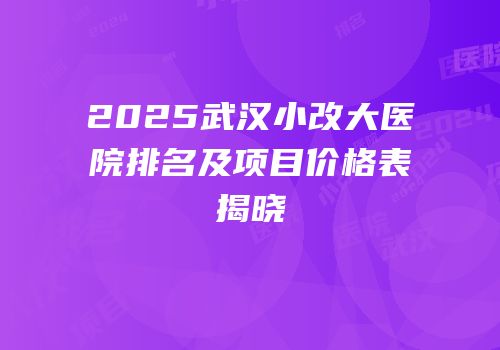 2025武汉小改大医院排名及项目价格表揭晓