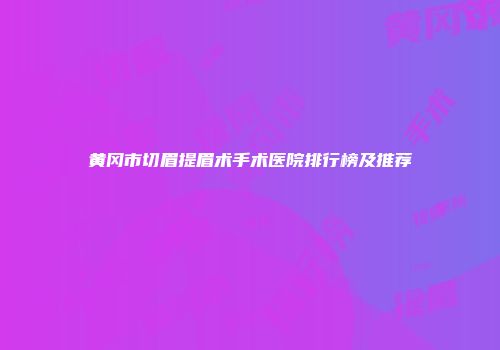 黄冈市切眉提眉术手术医院排行榜及推荐
