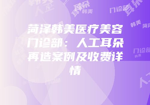 菏泽韩美医疗美容门诊部：人工耳朵再造案例及收费详情