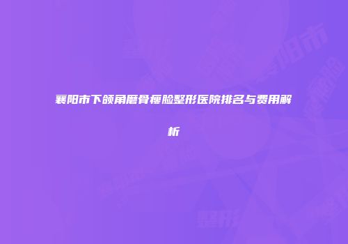 襄阳市下颌角磨骨瘦脸整形医院排名与费用解析