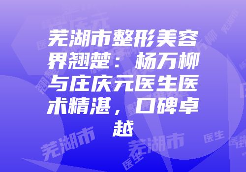芜湖市整形美容界翘楚：杨万柳与庄庆元医生医术精湛，口碑卓越